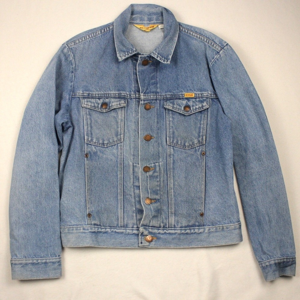 Vintage‎ Rustler Denim Jacket Mens M USA Made Trucker 90s Y2K Unisex